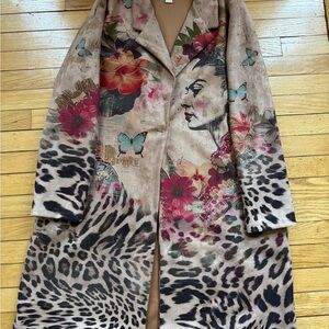 Handmade in Italy Floral and Leopard Print Coat